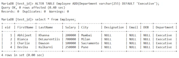 Alter Add Column With Default Value