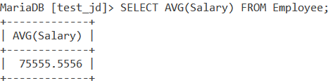 Avg Simple Example MySQL Aggregate functions 