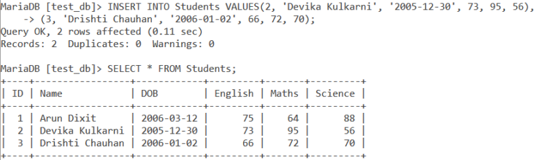 Insert Multiple Values