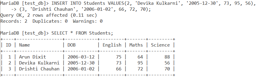 Insert Multiple Rows