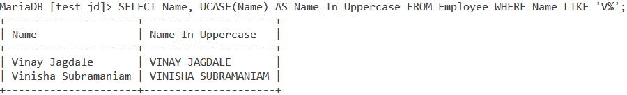 Upper Ucase Table Data2