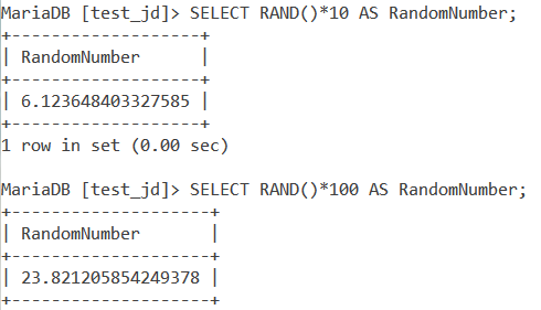 MySQL Rand Expression Example