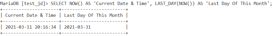 find last day of month in sql