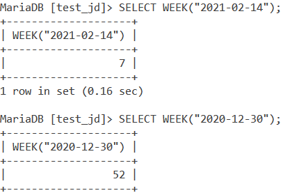 MySQL WEEK Basic Example