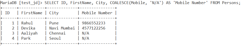 Coalesce Handling Null