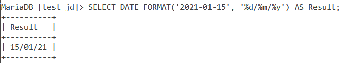 Mysql date format