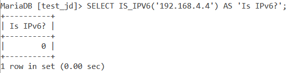 MySQL IS_IPV6 Basic Example 2