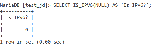MySQL IS_IPV6 Null