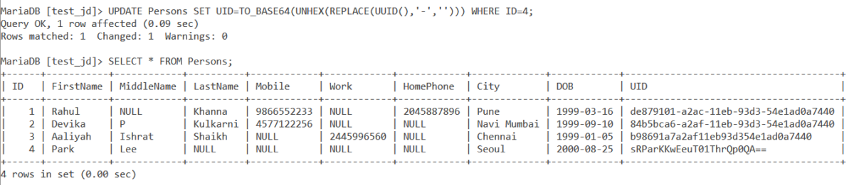 Persons Table Example Right3 MySQL UUID