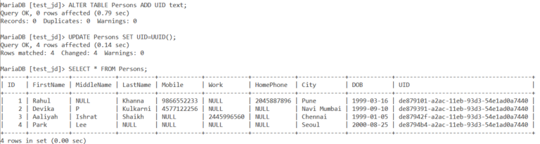 mysql uuid functions