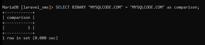 Compare Strings In Mysql Using Binary Example