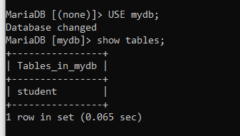 Show Tables In Database