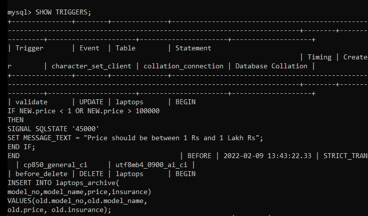 MySQL SHOW TRIGGERS Statement Easy Step By Step MySQLCode