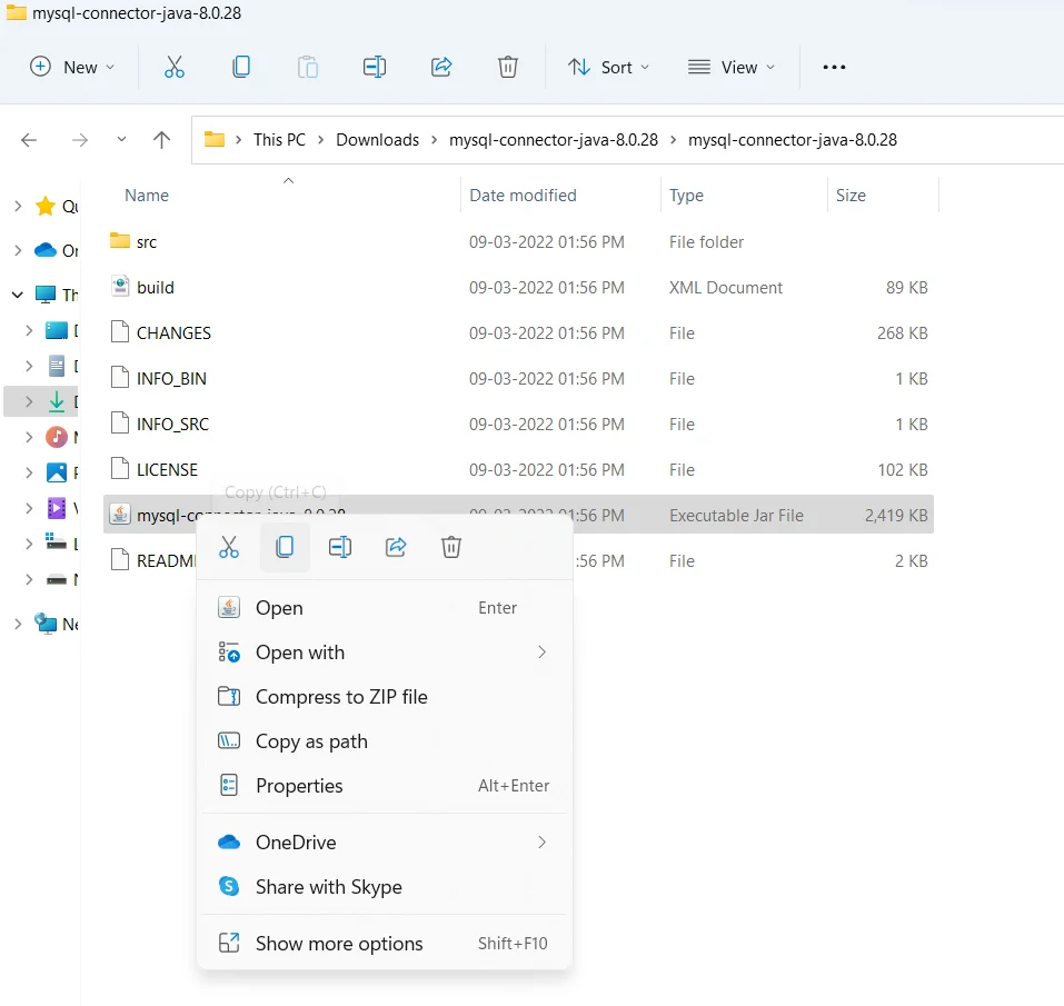 Copy The JAR File From Connector File