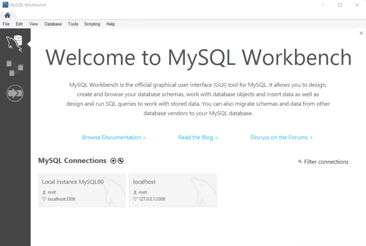Open MySQL Workbench And Connecting To MySQL Instance