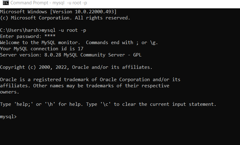 Opening SQL Command Line Using Cmd