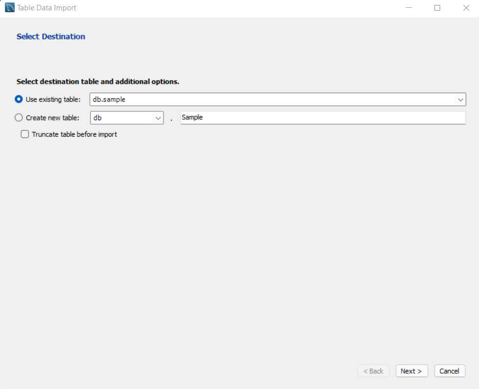 Select Existing Table Or Create A New One