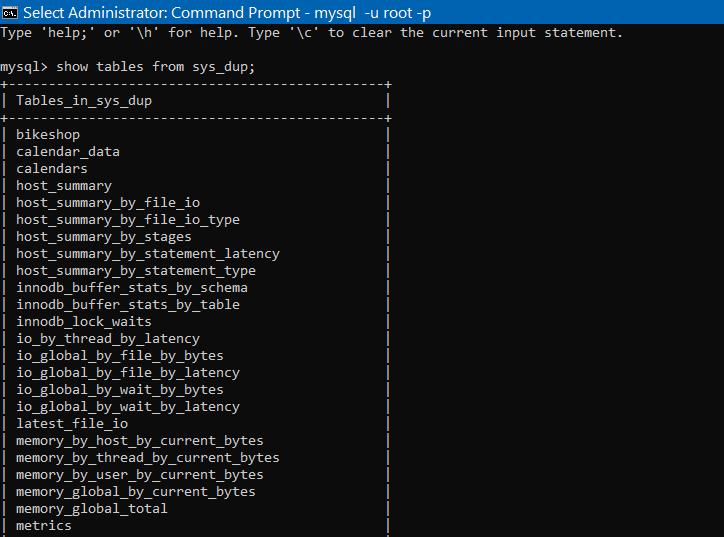 Tables In Sys Dup