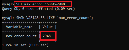 Change Max Error Count Variable Value