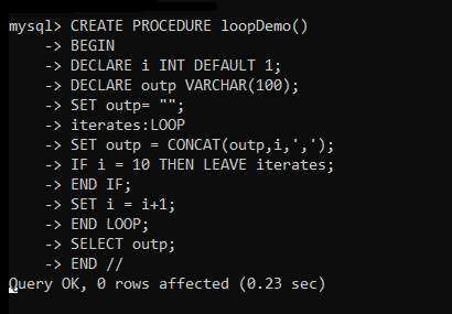 Create LoopDemo Procedure