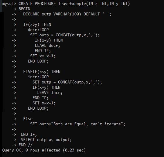 Create Stored Procedure