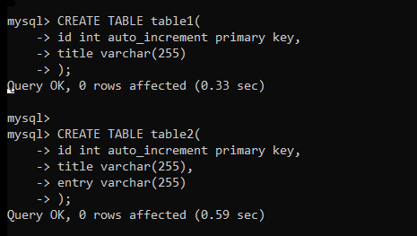 Create Two Tables