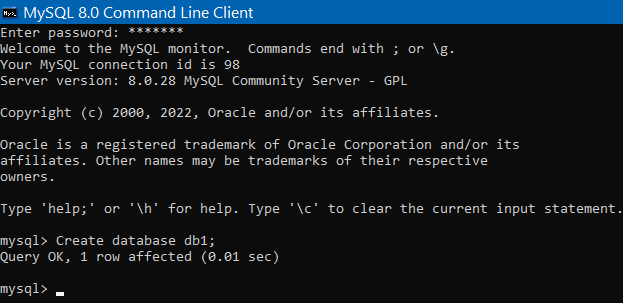 Creating Database