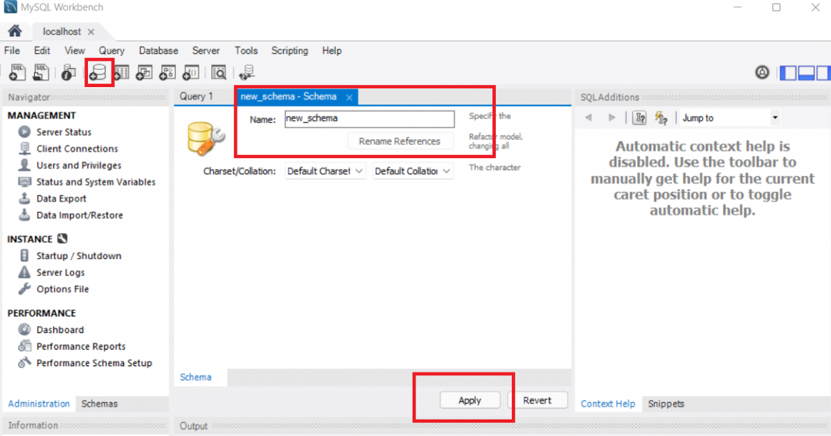 Creating New Schema In MySQL