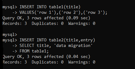 Insert Data Into Tables