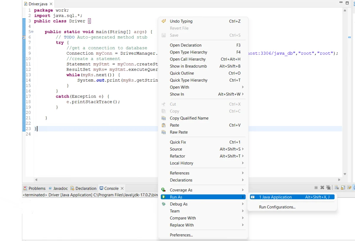 Run As Java Application