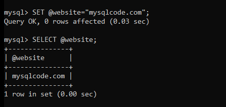 Session Variable In Mysql