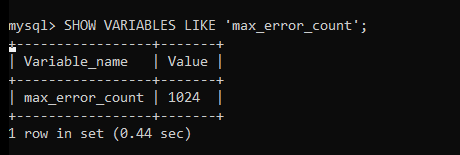 Show Max Error Count Value