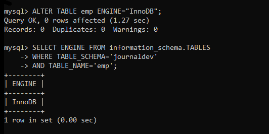 Change Storage Engine