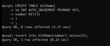 Create BitDemo Table