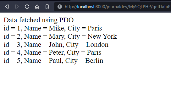 Fetch Data Using Mysqli PDO