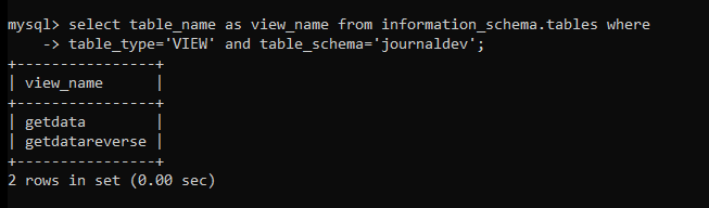 Display Views Using Information Schema.tables