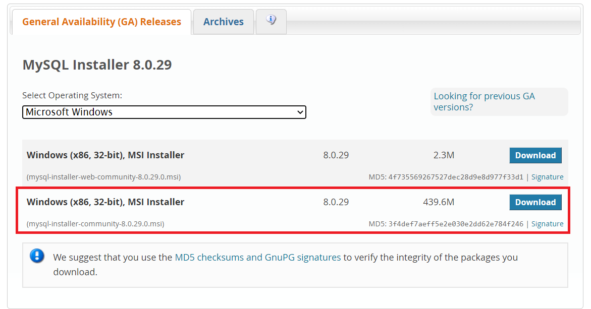 Mysql Msi Installer