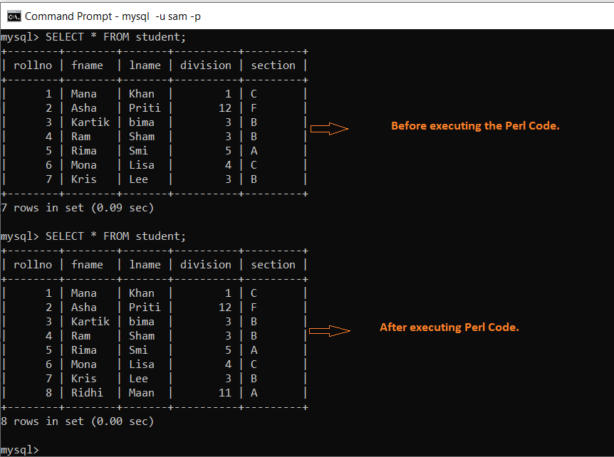 Perl Mysql Insert Record Into Table