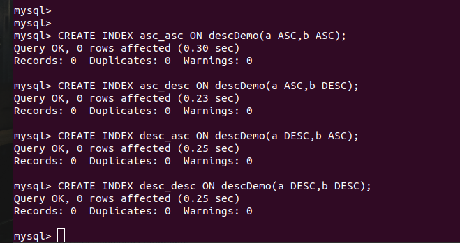 CREATE Indexes