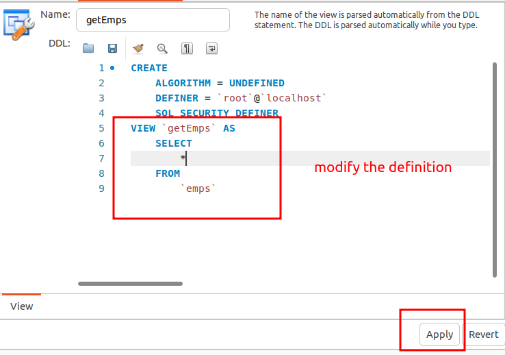 Modify The View Definition