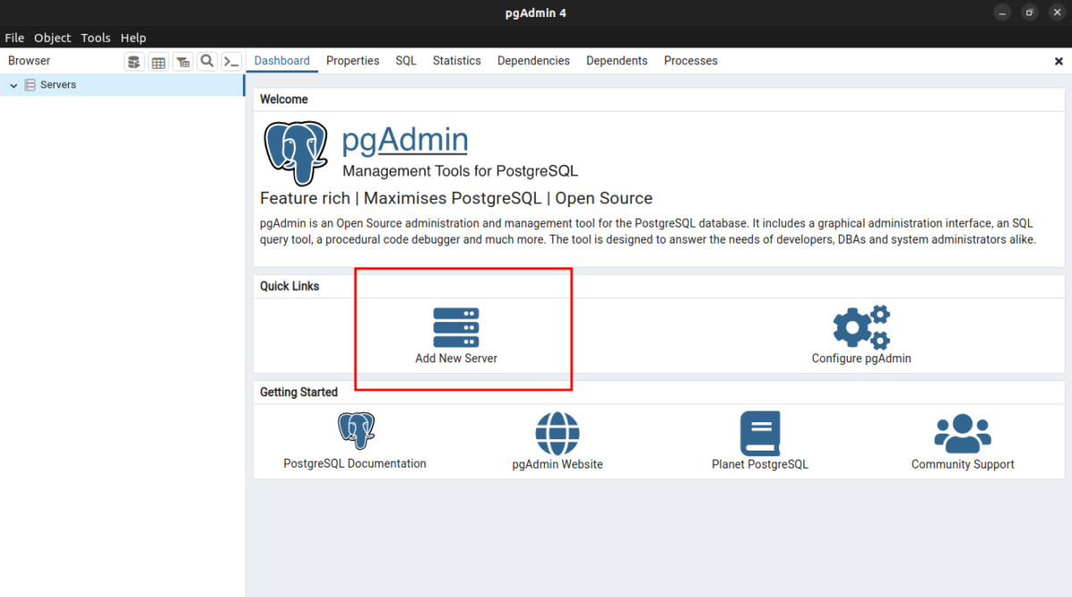 Pgadmin Dashboard