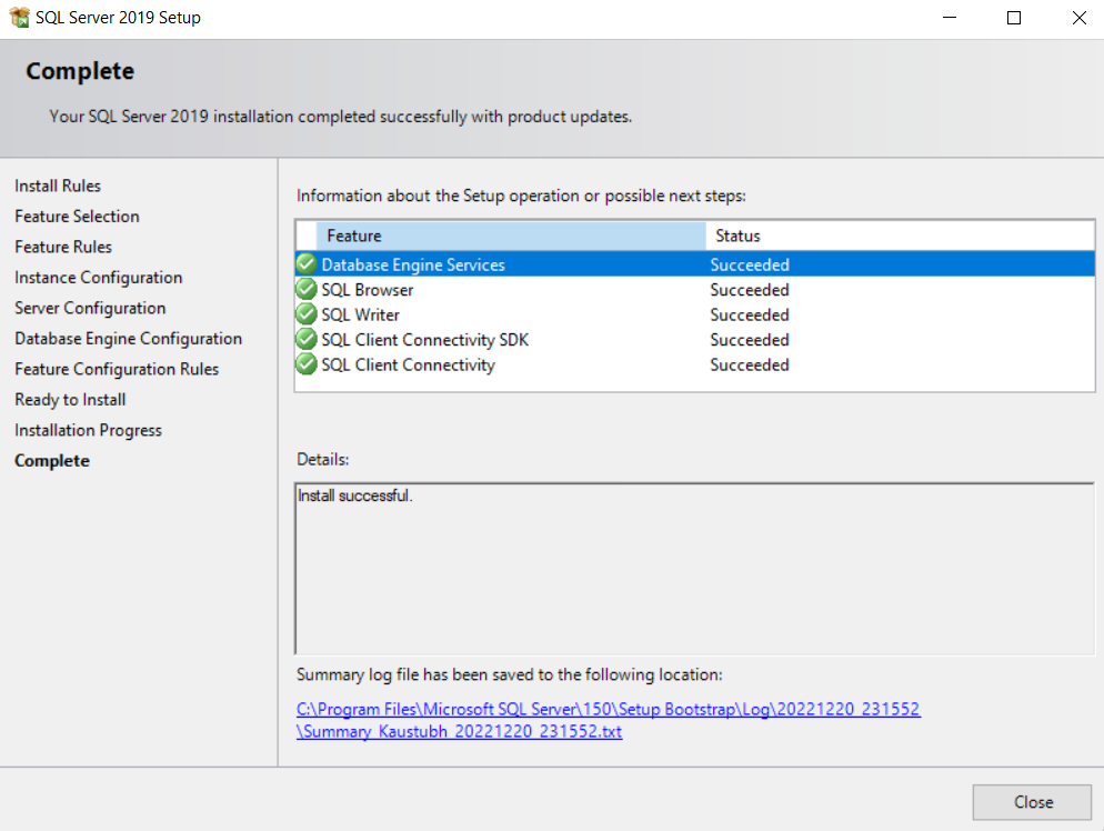 Sql Server Installed