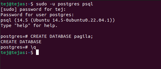 Create Database Pagila
