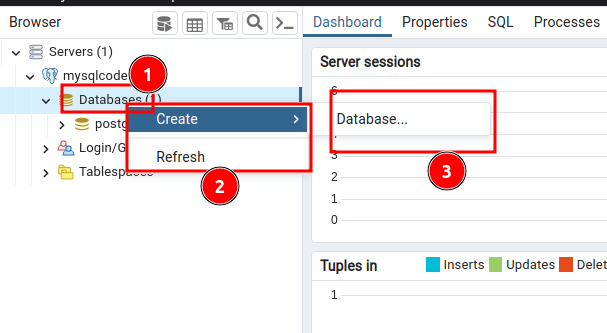 Create Database Using Gui