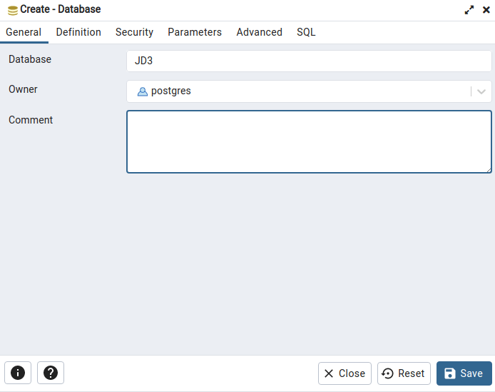 Create Database Using Pgadmin