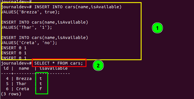 postgres boolean