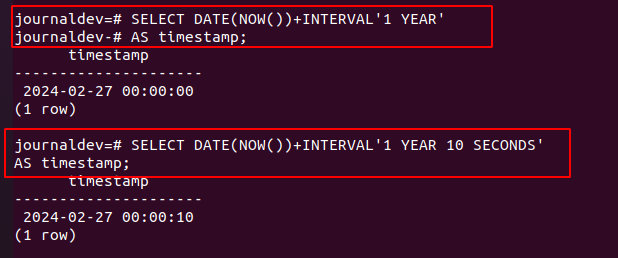 PostgreSQL INTERVAL Example 1