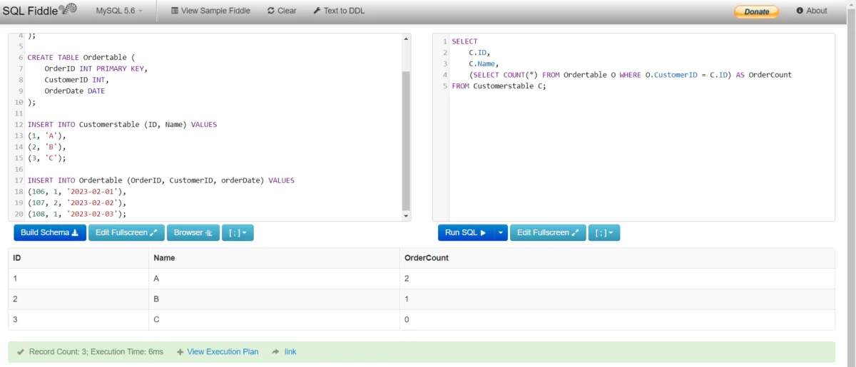 Subquery Code For Example 2