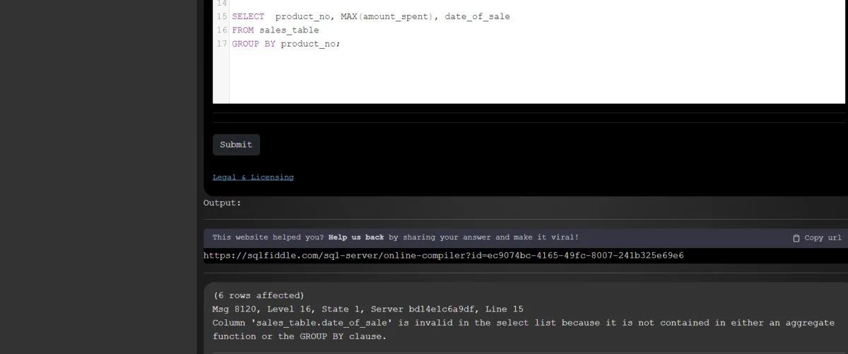 Aggregated And Non Aggregated Function In Query