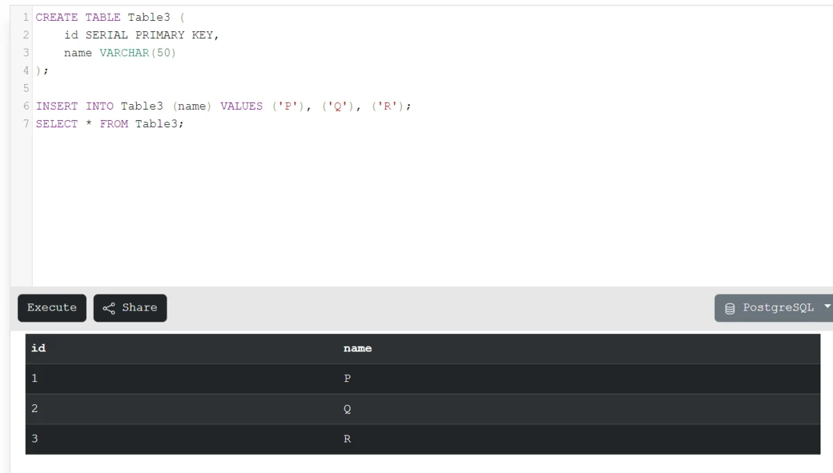 Auto Increment Example 3